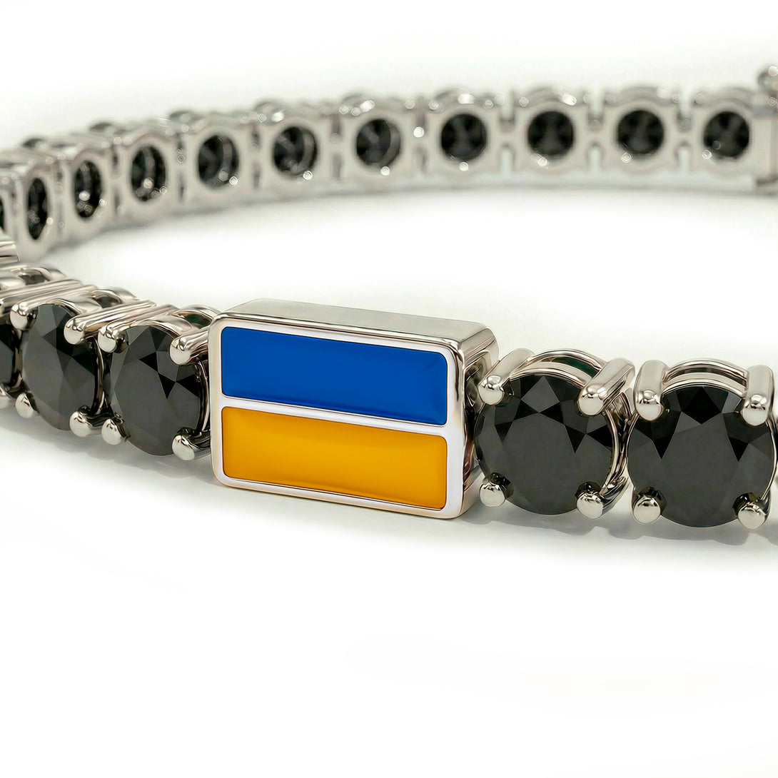 Black Diamond Tennis Bracelet with Ukraine Flag no. 9