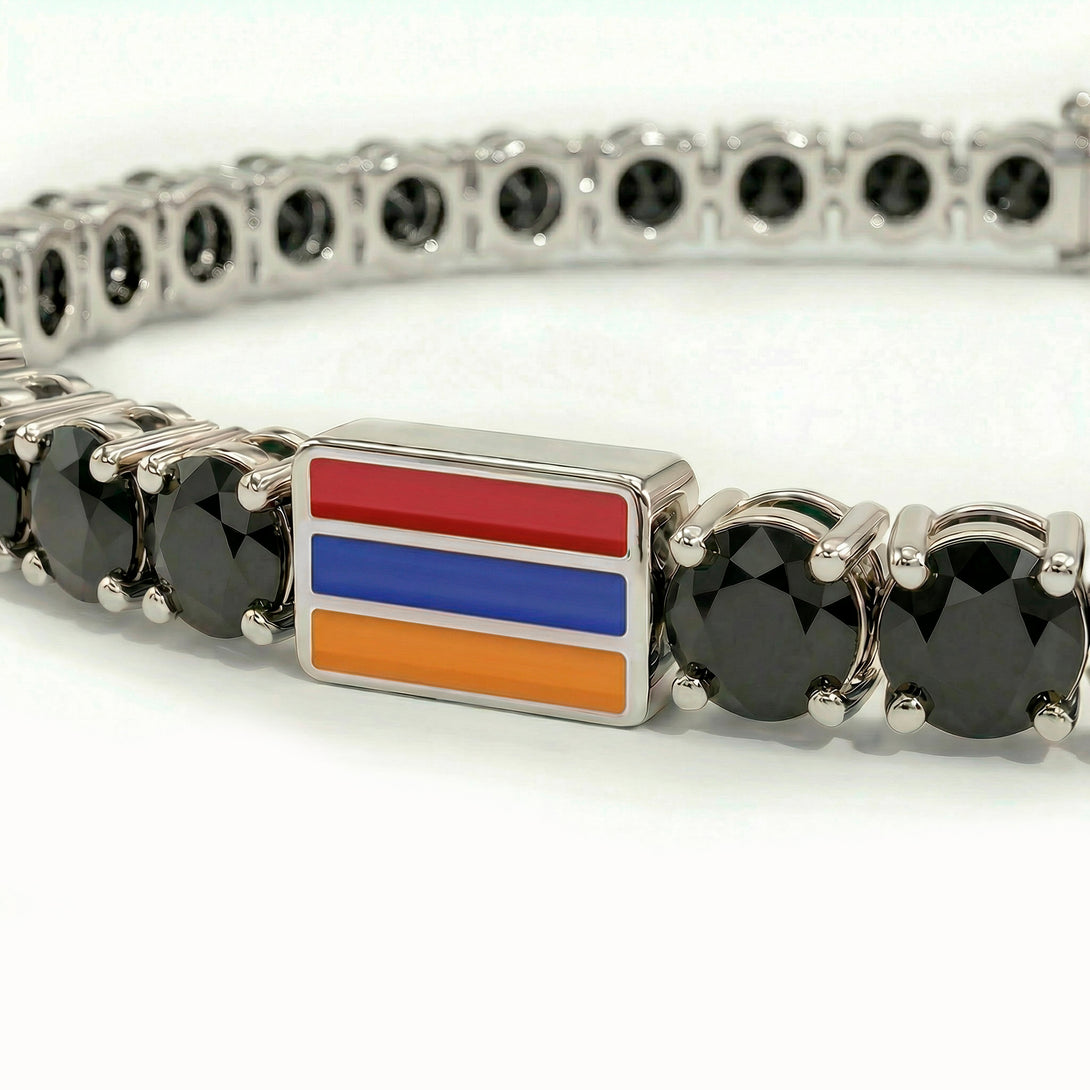 Black Diamond Tennis Bracelet with Armenia Flag no. 9