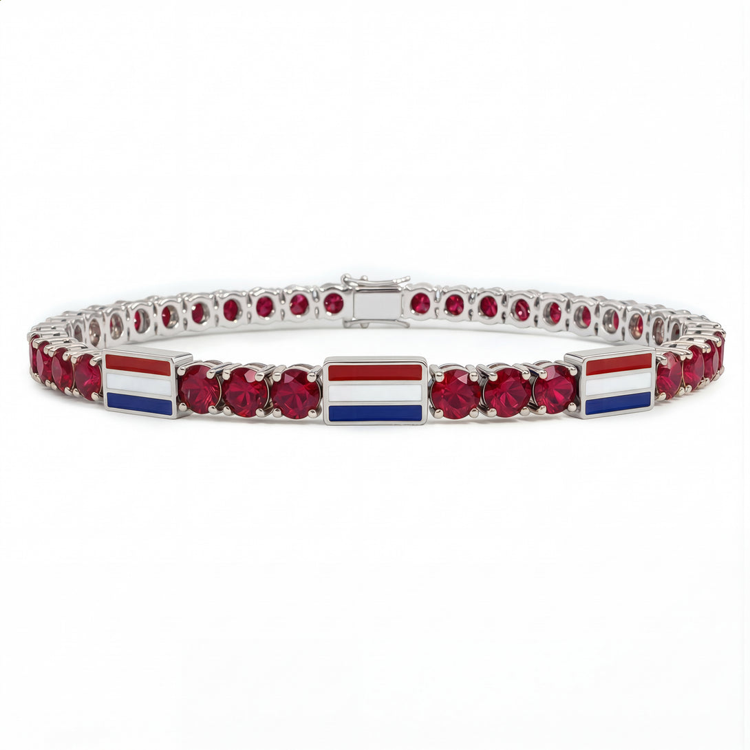 Ruby Tennis Bracelet with Netherlands Flag no. 12