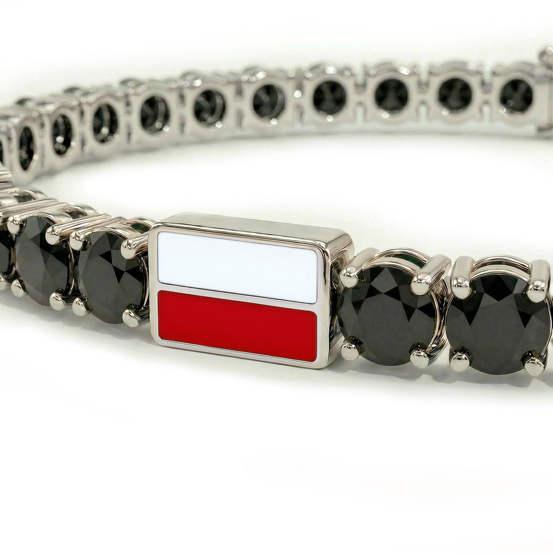 Black Diamond Tennis Bracelet with Poland Flag no. 9
