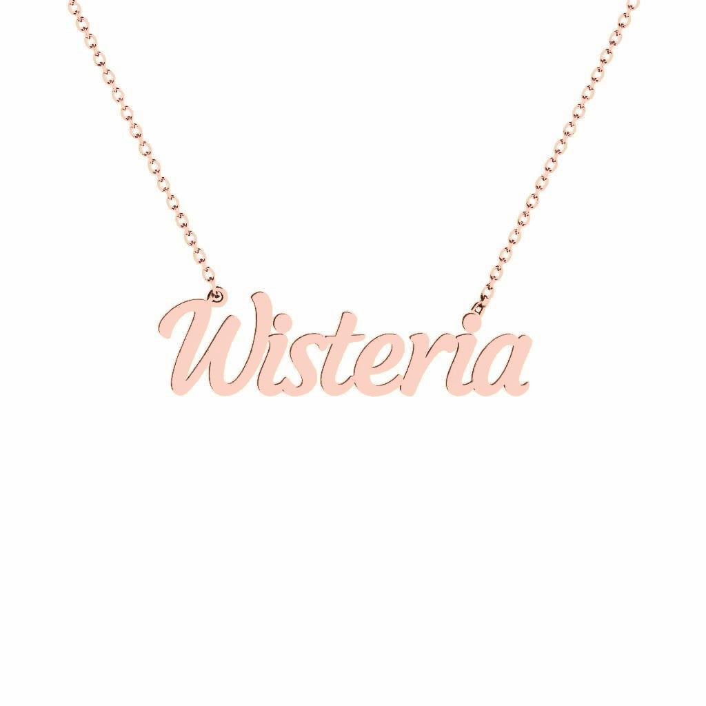 Gold Name Necklace – Wisteria | 14K Solid Gold