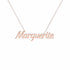 Marguerite name necklace in solid 14K Rose Gold, handmade in Los Angeles