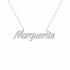 Marguerite name necklace in solid 14K White Gold, handmade in Los Angeles