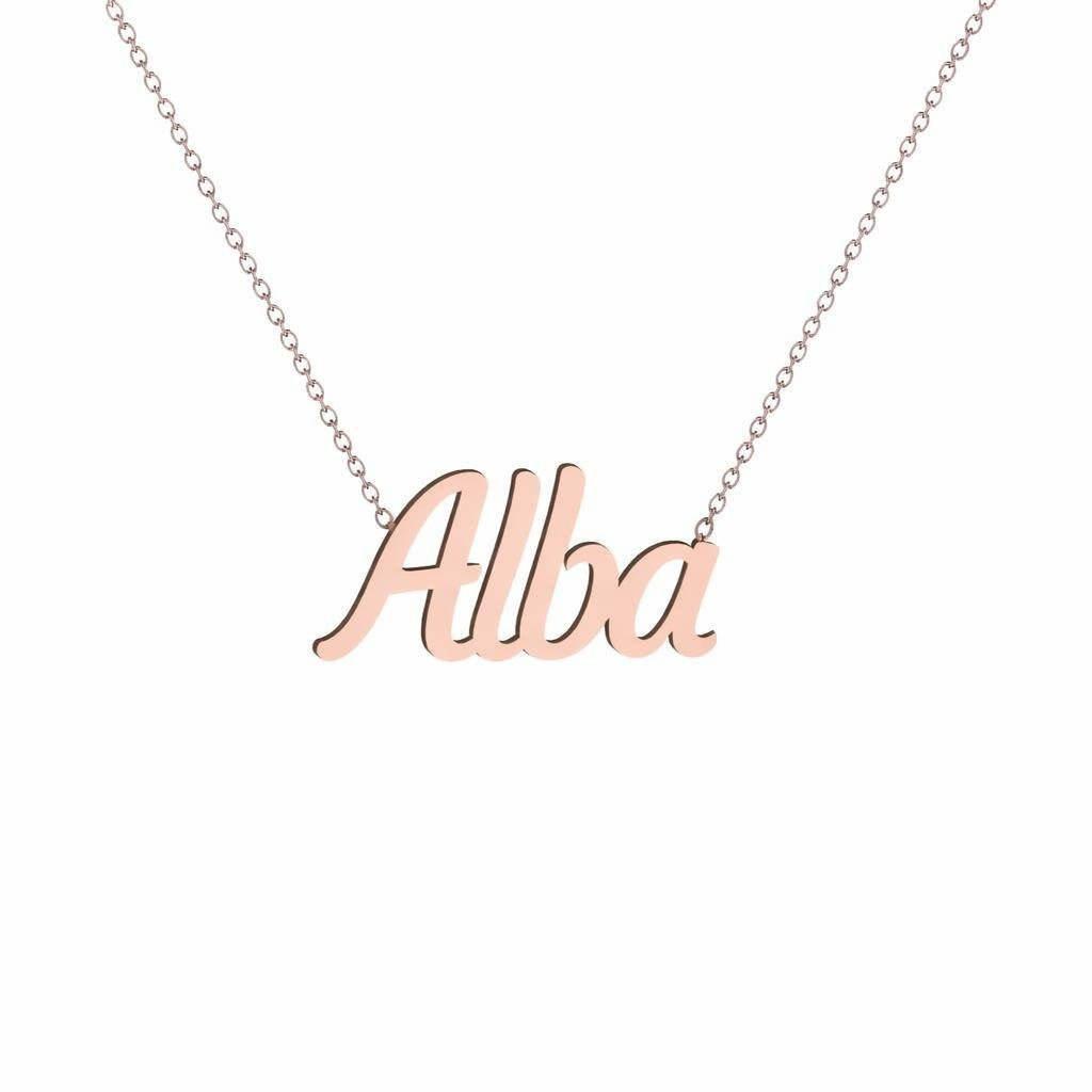Gold Name Necklace – Alba | 14K Solid Gold