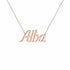Alba name necklace in solid 14K Rose Gold, handmade in Los Angeles