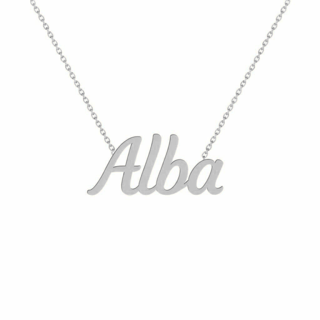 Gold Name Necklace – Alba | 14K Solid Gold