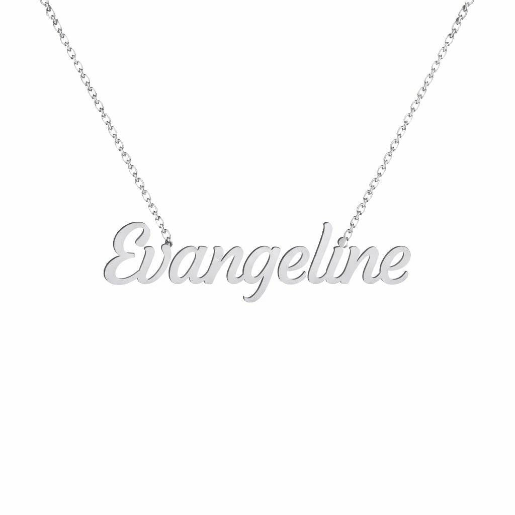 Gold Name Necklace – Evangeline | 14K Solid Gold