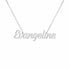 Evangeline name necklace in solid 14K White Gold, handmade in Los Angeles