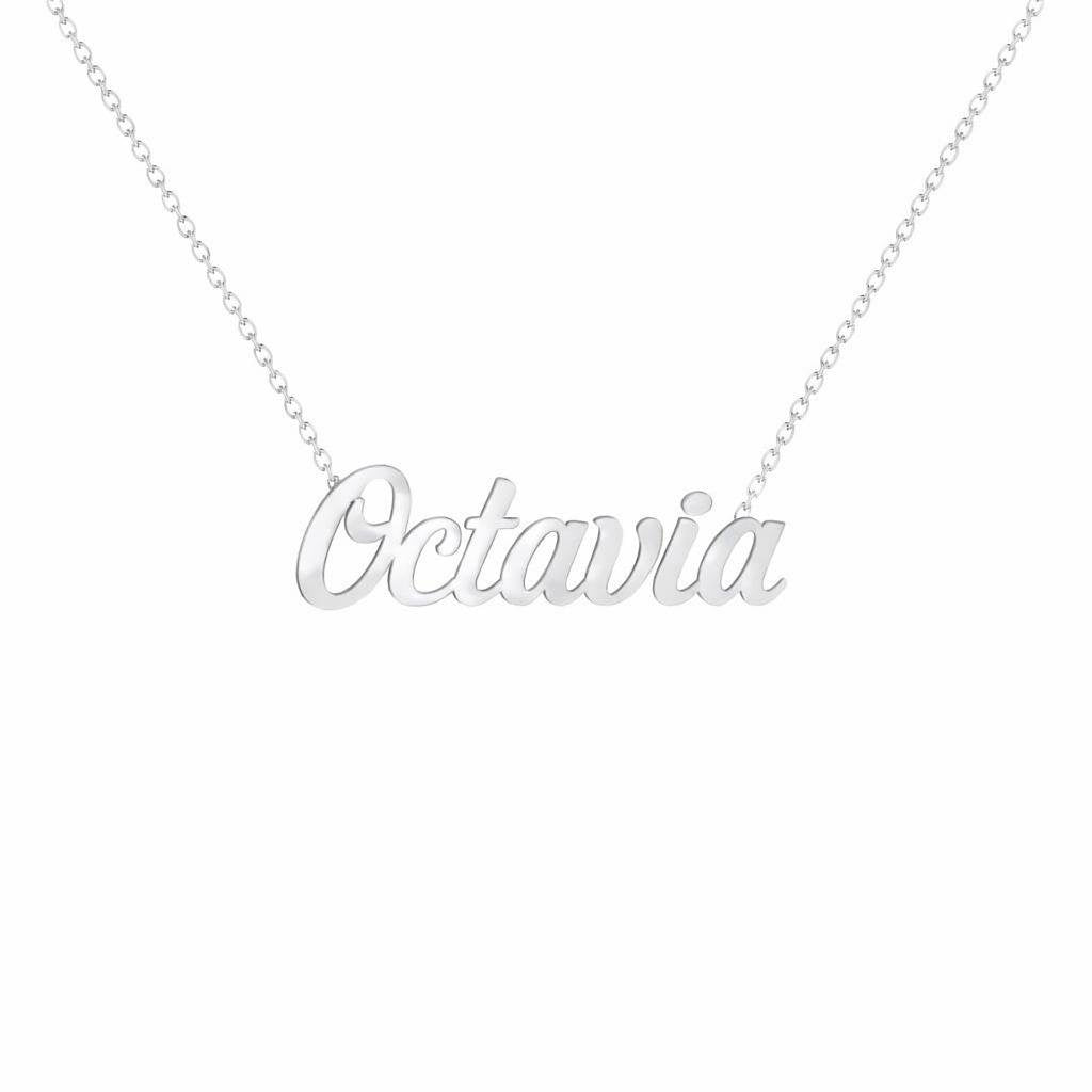 Gold Name Necklace – Octavia | 14K Solid Gold