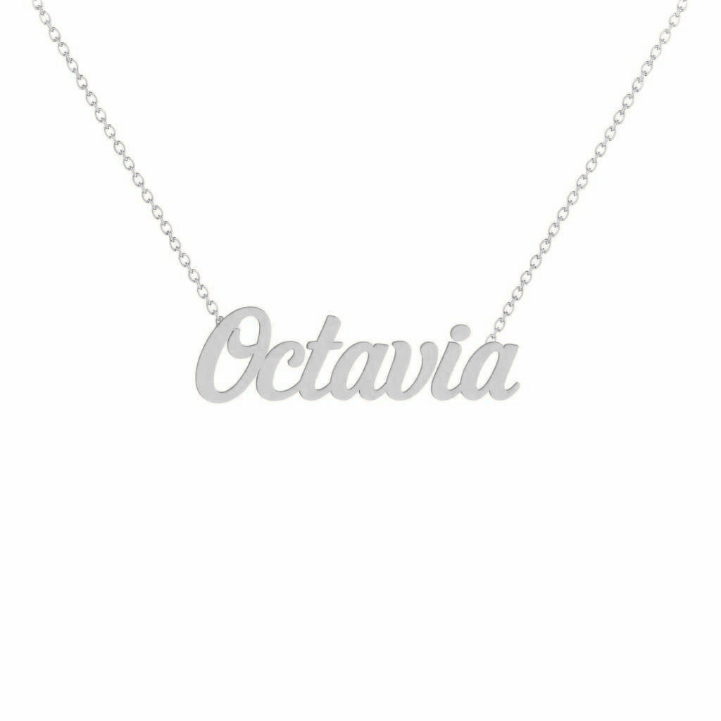 Gold Name Necklace – Octavia | 14K Solid Gold