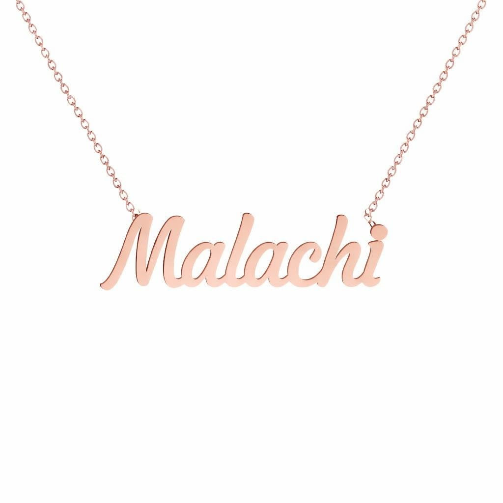 Gold Name Necklace – Malachi | 14K Solid Gold