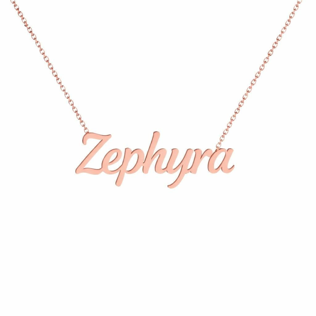 Gold Name Necklace – Zephyra | 14K Solid Gold