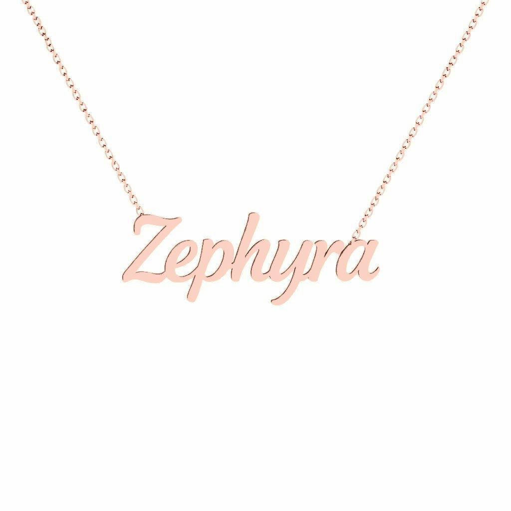 Gold Name Necklace – Zephyra | 14K Solid Gold