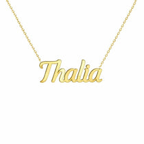 Thalia name necklace in solid 14K Yellow Gold, handmade in Los Angeles