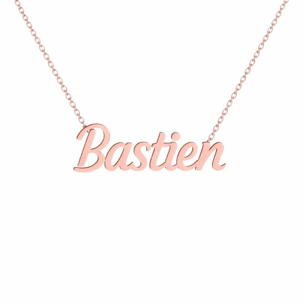 Gold Name Necklace – Bastien | 14K Solid Gold
