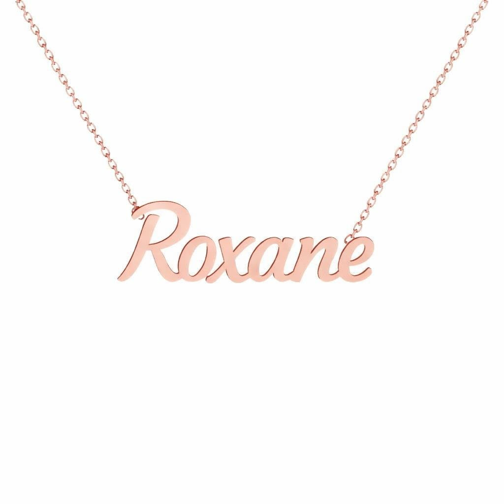 Gold Name Necklace – Roxane | 14K Solid Gold