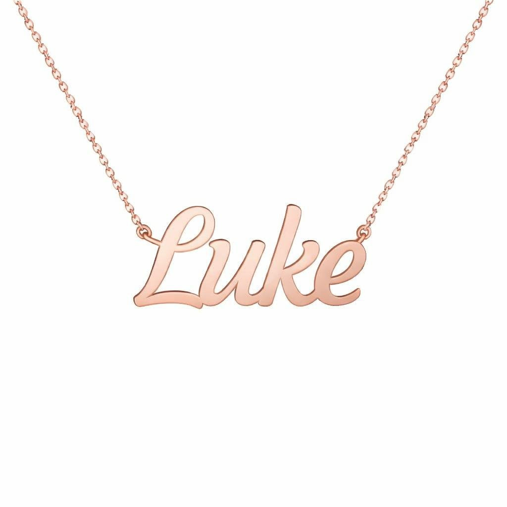 Gold Name Necklace – Luke | 14K Solid Gold