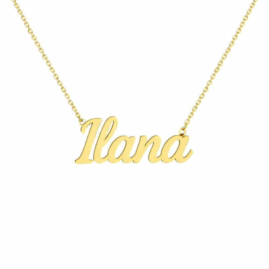 Gold Name Necklace – Ilana | 14K Solid Gold