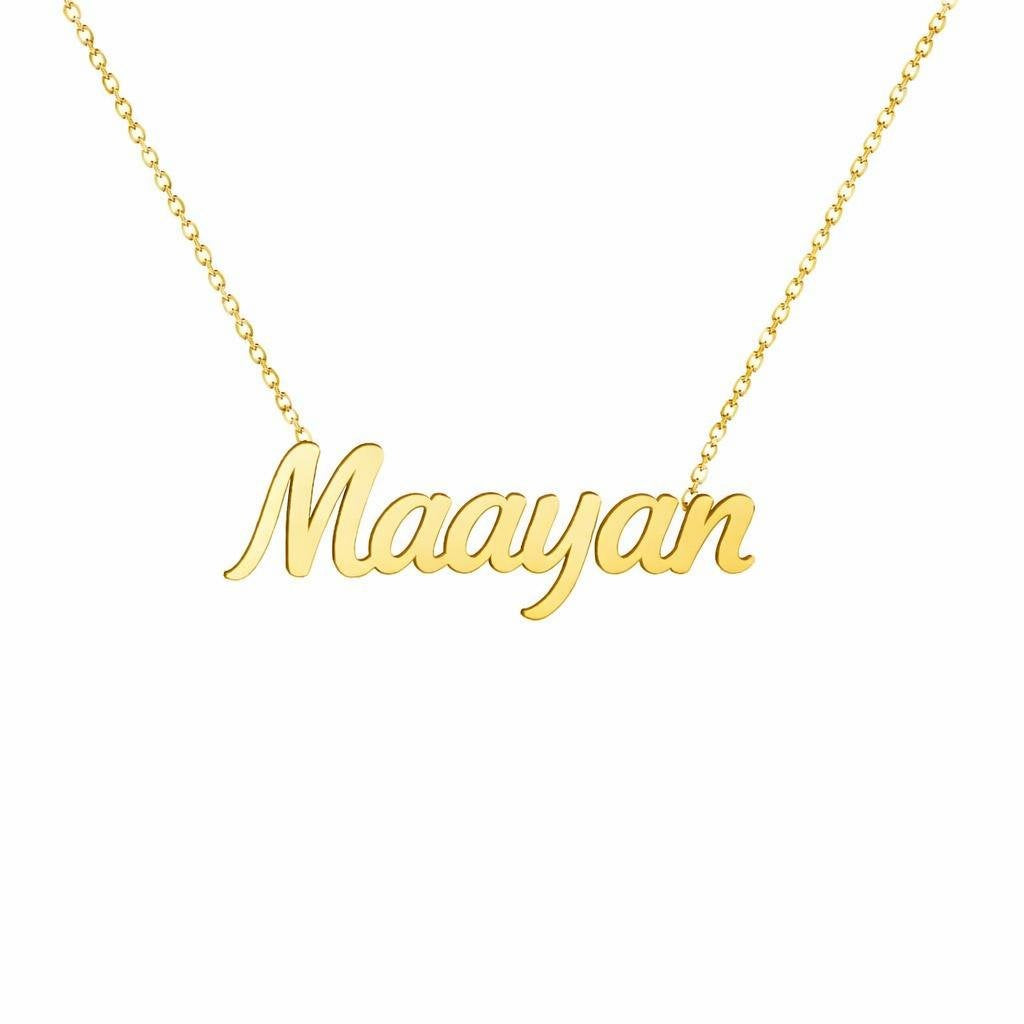 Gold Name Necklace – Maayan | 14K Solid Gold