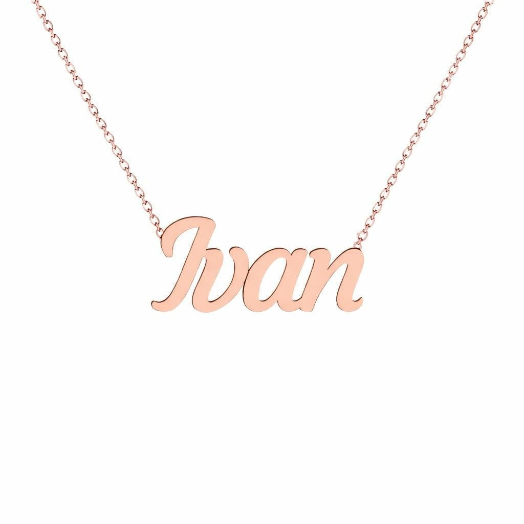 Gold Name Necklace – Ivan | 14K Solid Gold