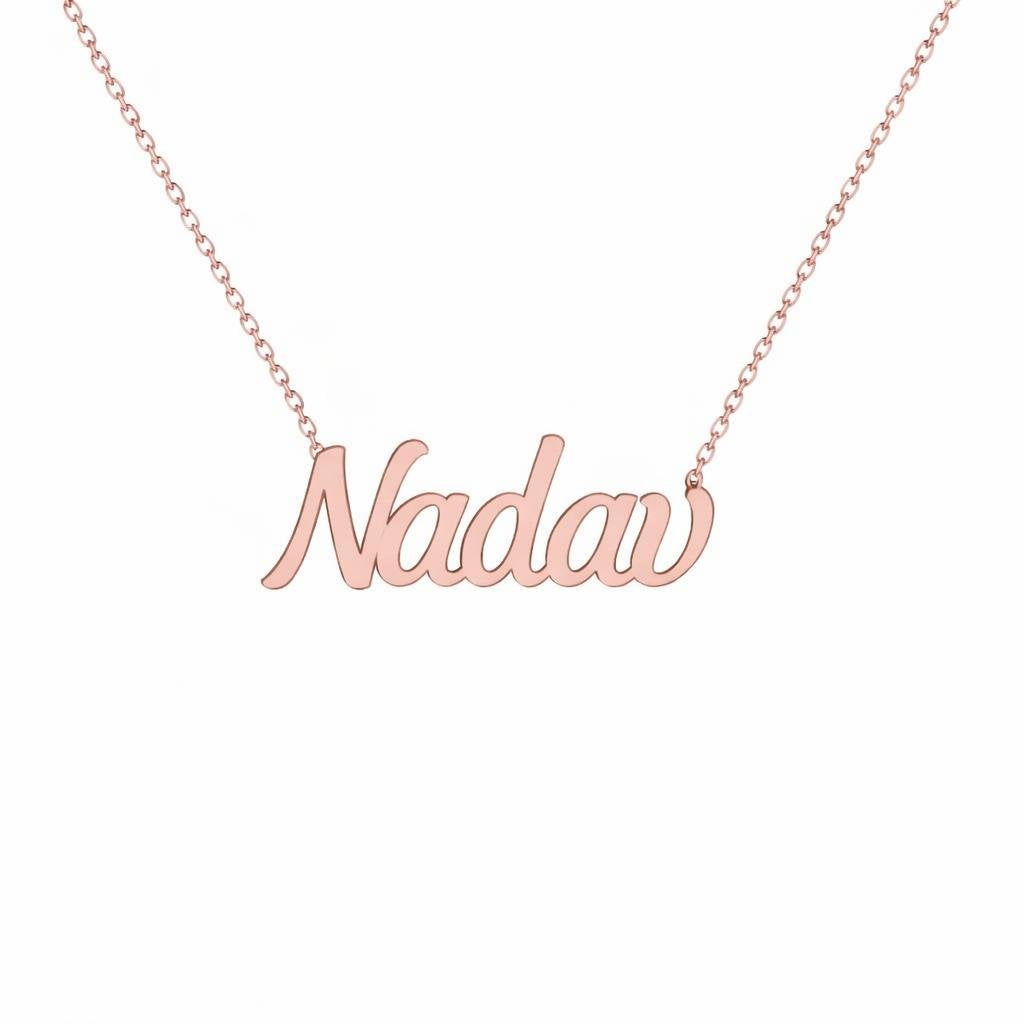 Gold Name Necklace – Nadav | 14K Solid Gold