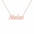 Nadav name necklace in solid 14K Rose Gold, handmade in Los Angeles