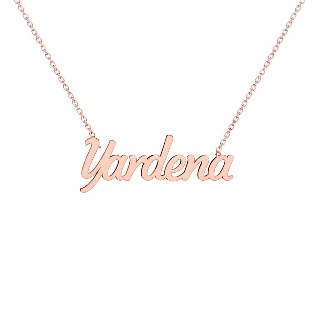 Gold Name Necklace – Yardena | 14K Solid Gold
