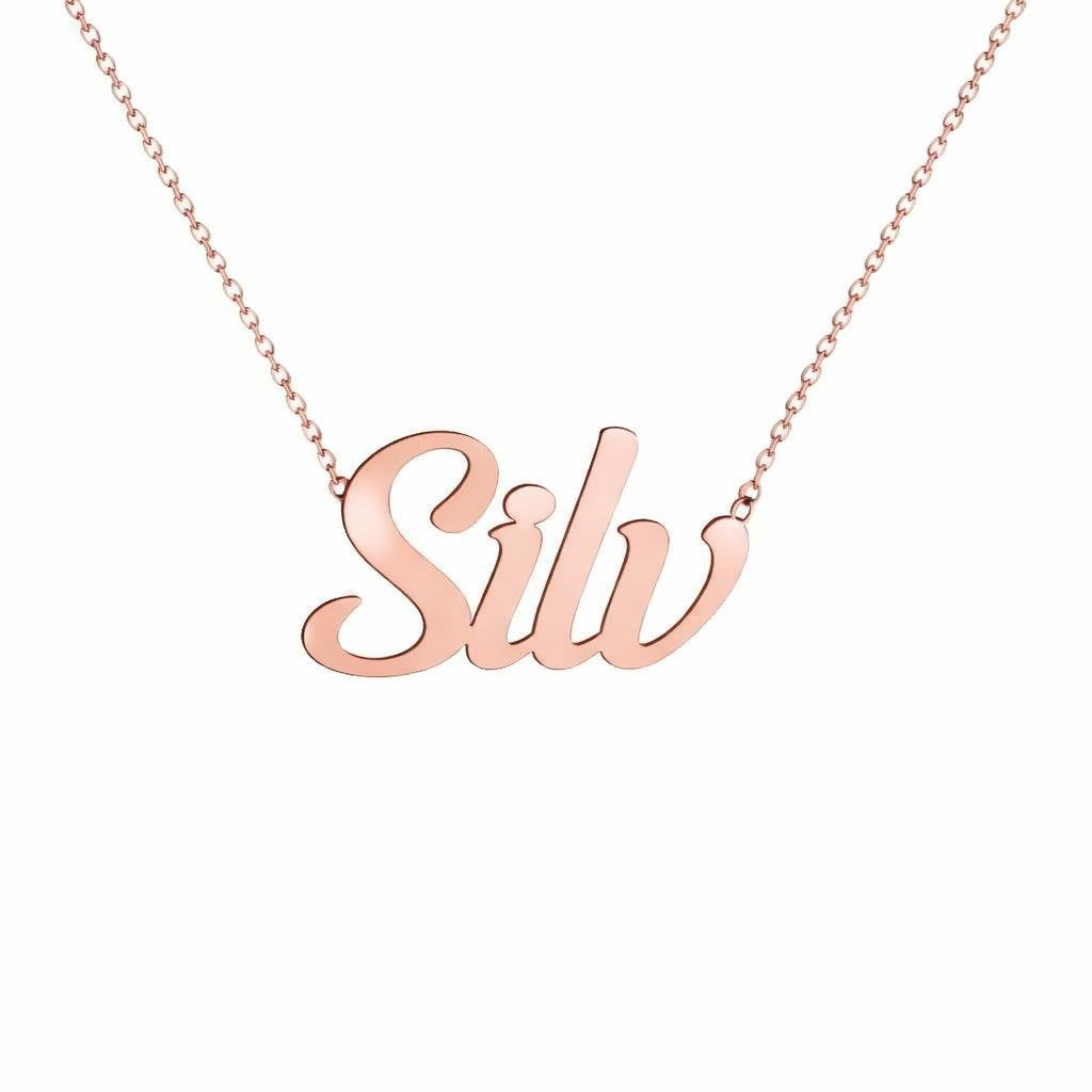 Gold Name Necklace – Silv | 14K Solid Gold