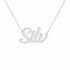 Silv name necklace in solid 14K White Gold, handmade in Los Angeles