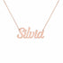 Silvia name necklace in solid 14K Rose Gold, handmade in Los Angeles