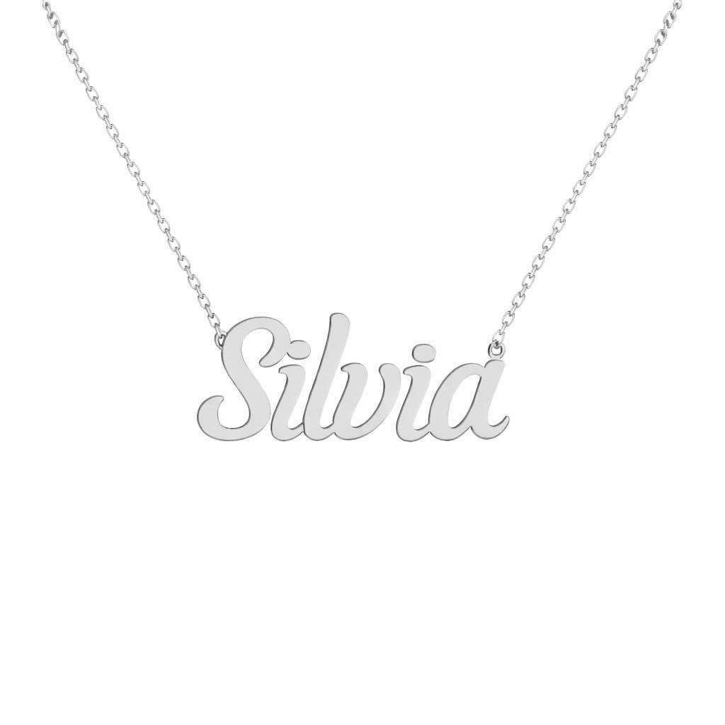 Gold Name Necklace – Silvia | 14K Solid Gold