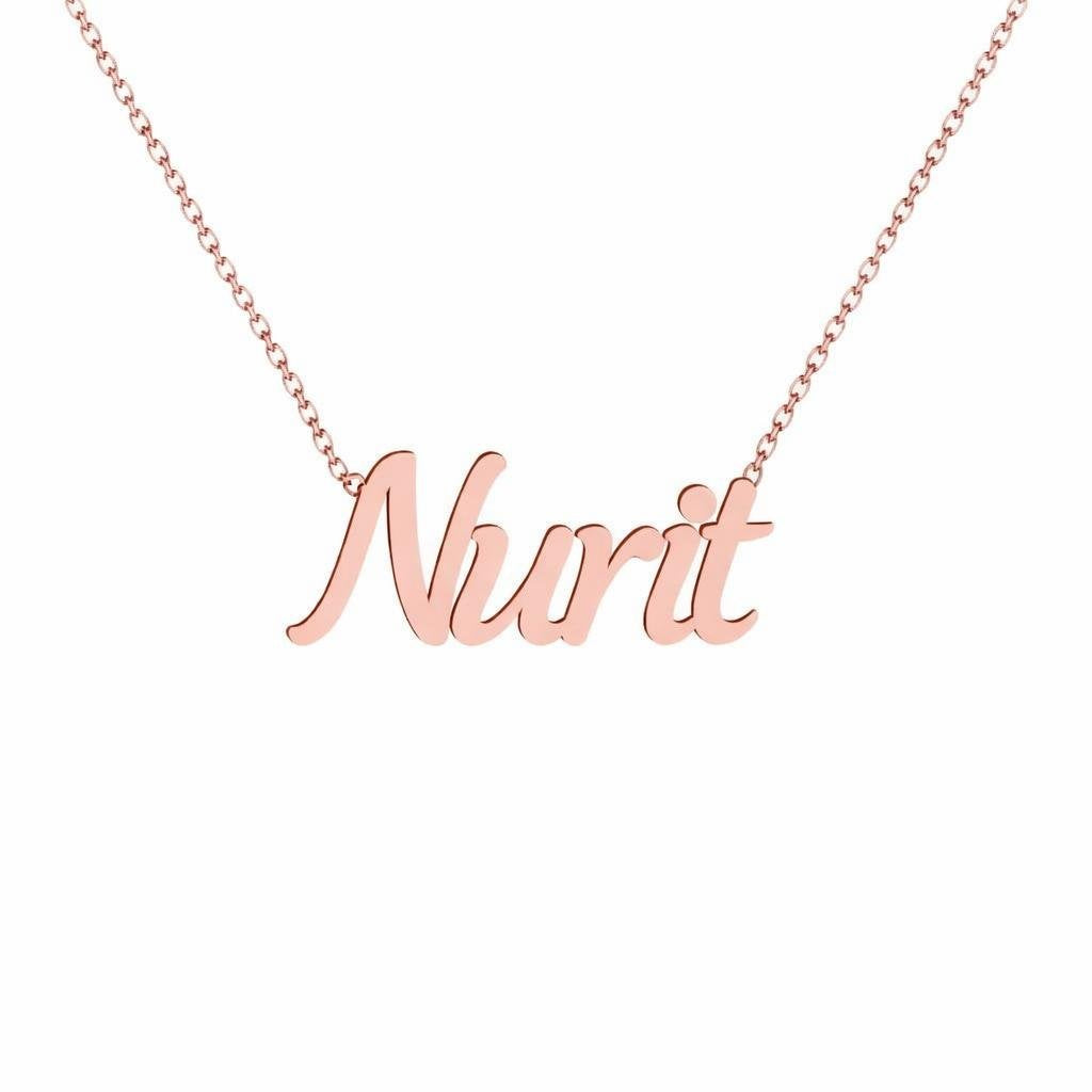 Gold Name Necklace – Nurit | 14K Solid Gold
