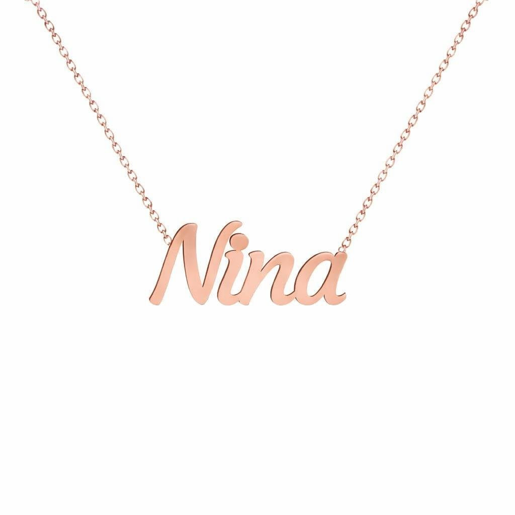 Gold Name Necklace – Nina | 14K Solid Gold