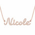 Nicole name necklace in solid 14K Rose Gold, handmade in Los Angeles