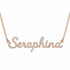Seraphina name necklace in solid 14K Rose Gold, handmade in Los Angeles