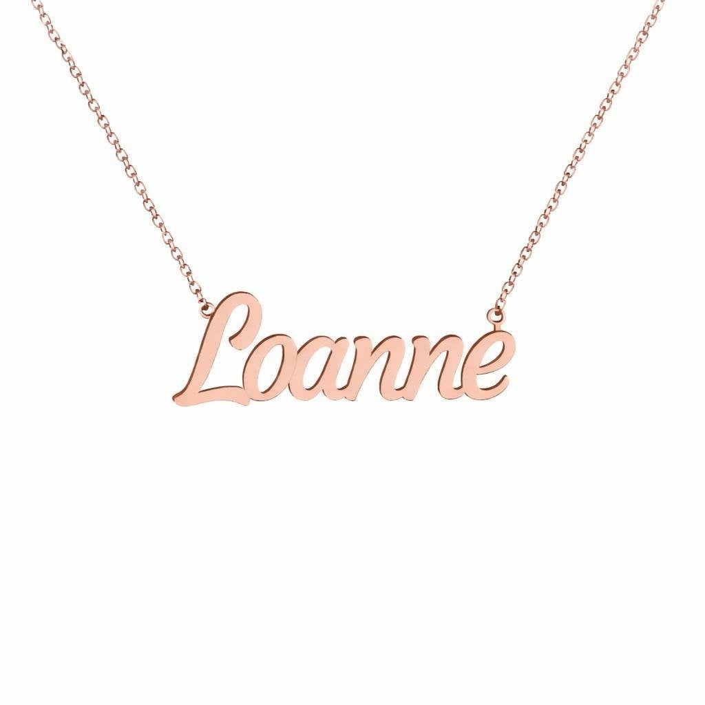 Gold Name Necklace – Loanne | 14K Solid Gold