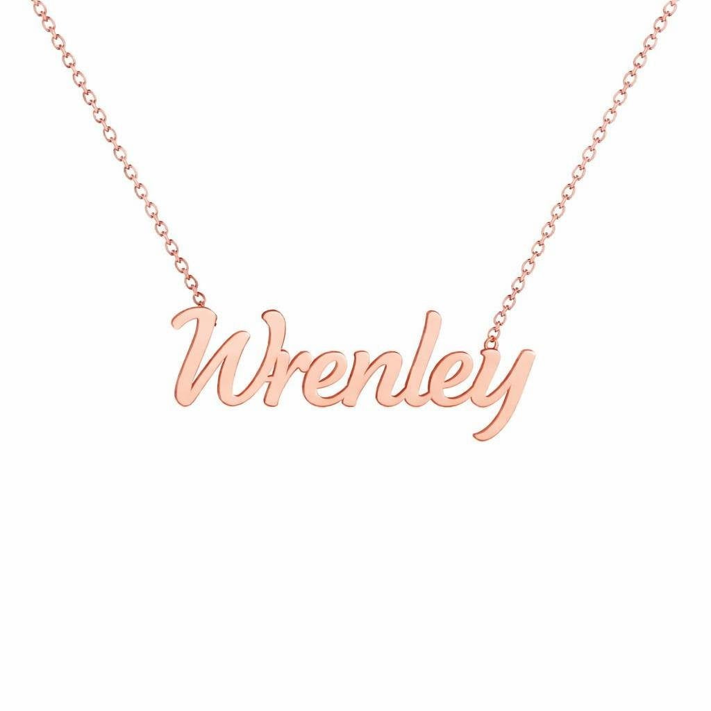 Gold Name Necklace – Wrenley | 14K Solid Gold