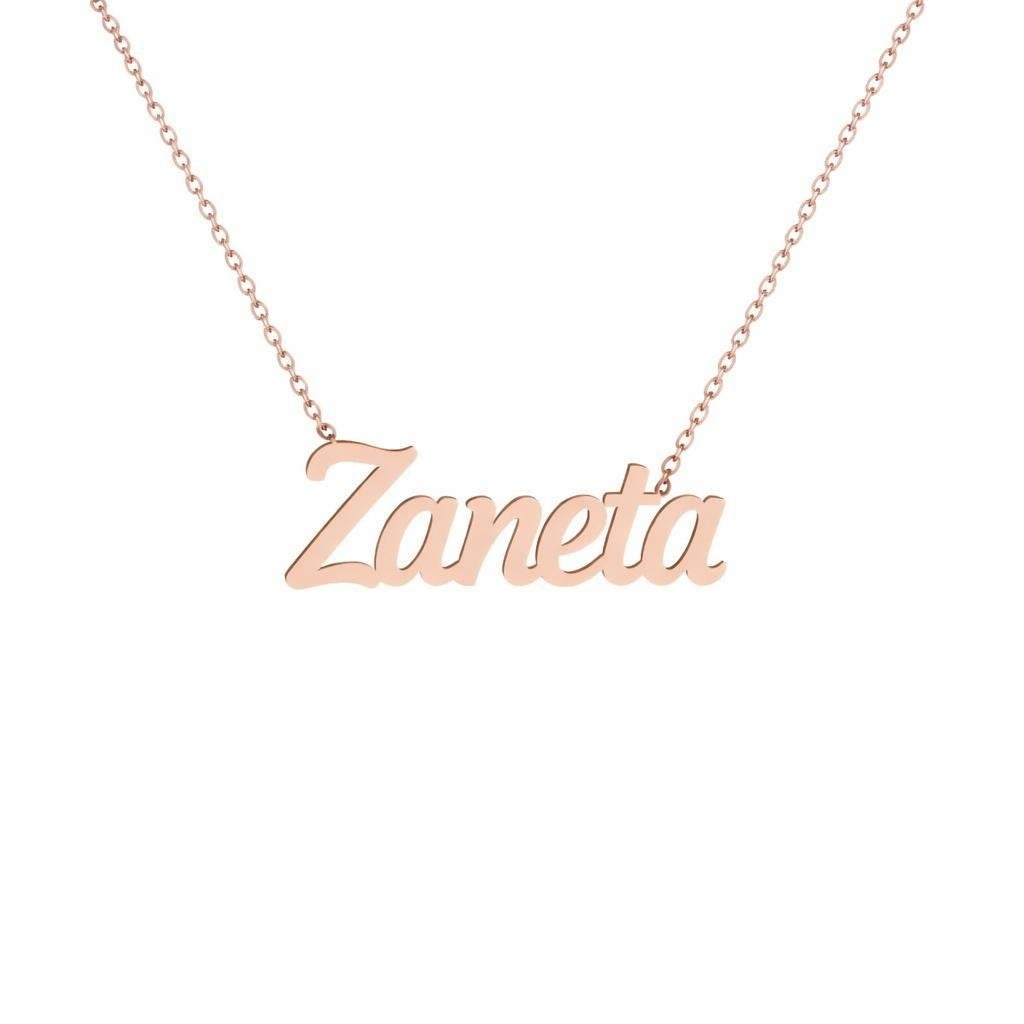 Gold Name Necklace – Zaneta | 14K Solid Gold