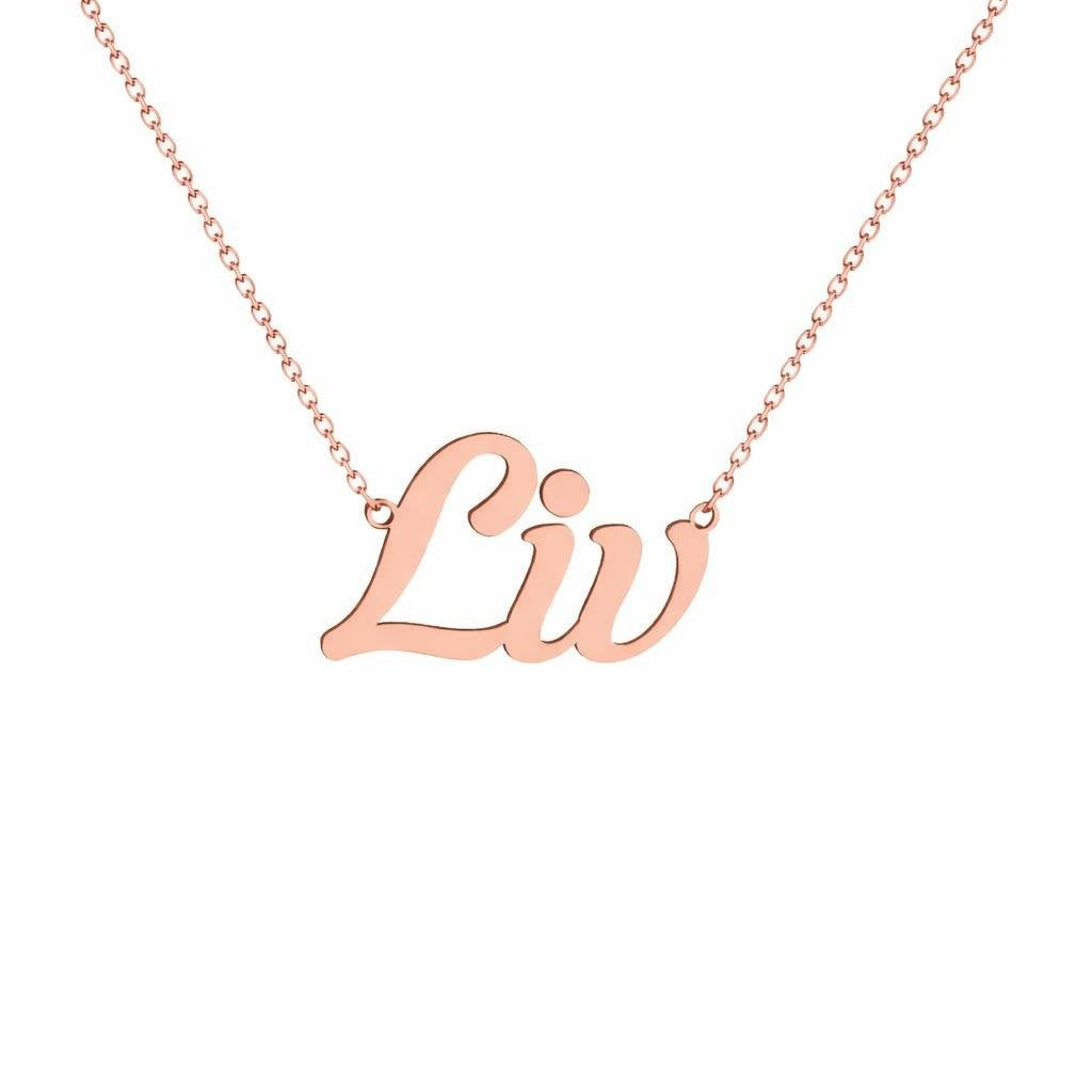 Gold Name Necklace – Liv | 14K Solid Gold