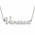 Vanessa name necklace in solid 14K White Gold, handmade in Los Angeles