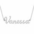 Vanessa name necklace in solid 14K White Gold, handmade in Los Angeles
