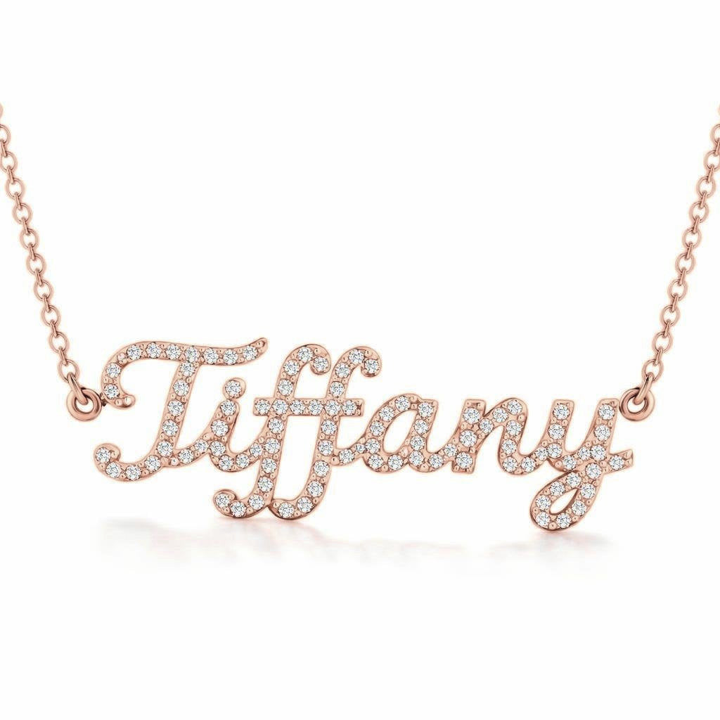 Diamond Gold Name Necklace - Tiffany