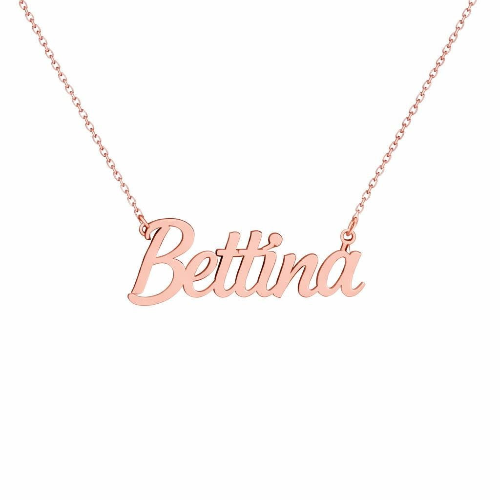 Gold Name Necklace – Bettina | 14K Solid Gold