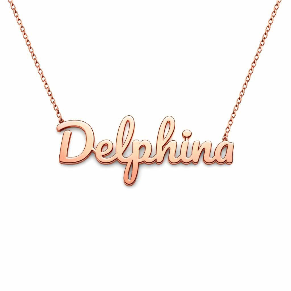 Gold Name Necklace – Delphina | 14K Solid Gold
