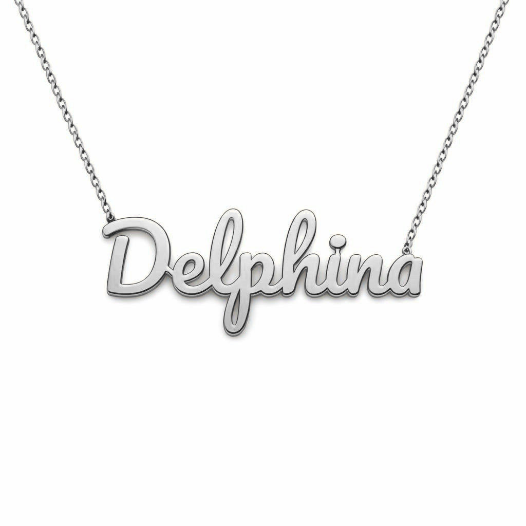 Gold Name Necklace – Delphina | 14K Solid Gold