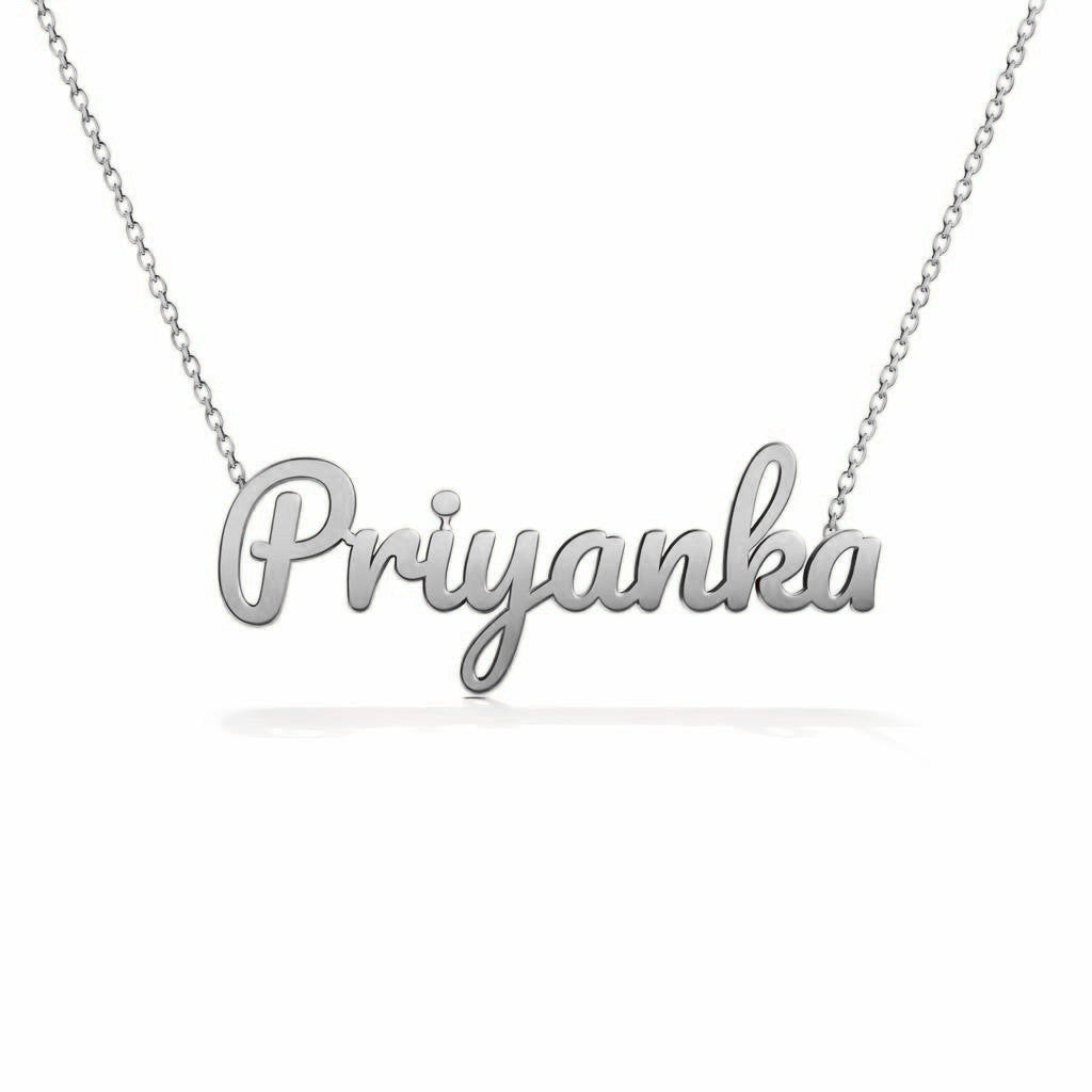 Gold Name Necklace – Priyanka | 14K Solid Gold