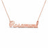 Rosamund name necklace in solid 14K Rose Gold, handmade in Los Angeles
