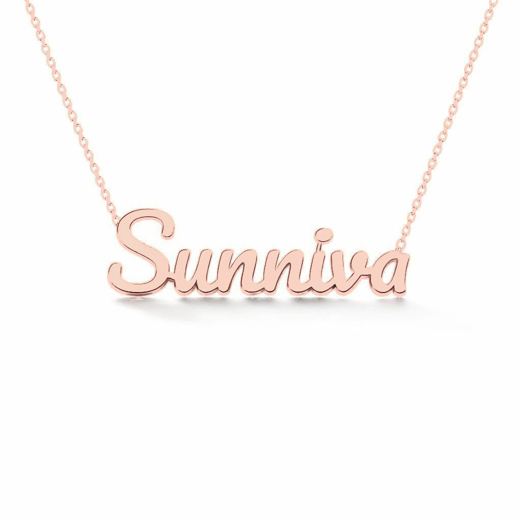Gold Name Necklace – Sunniva | 14K Solid Gold