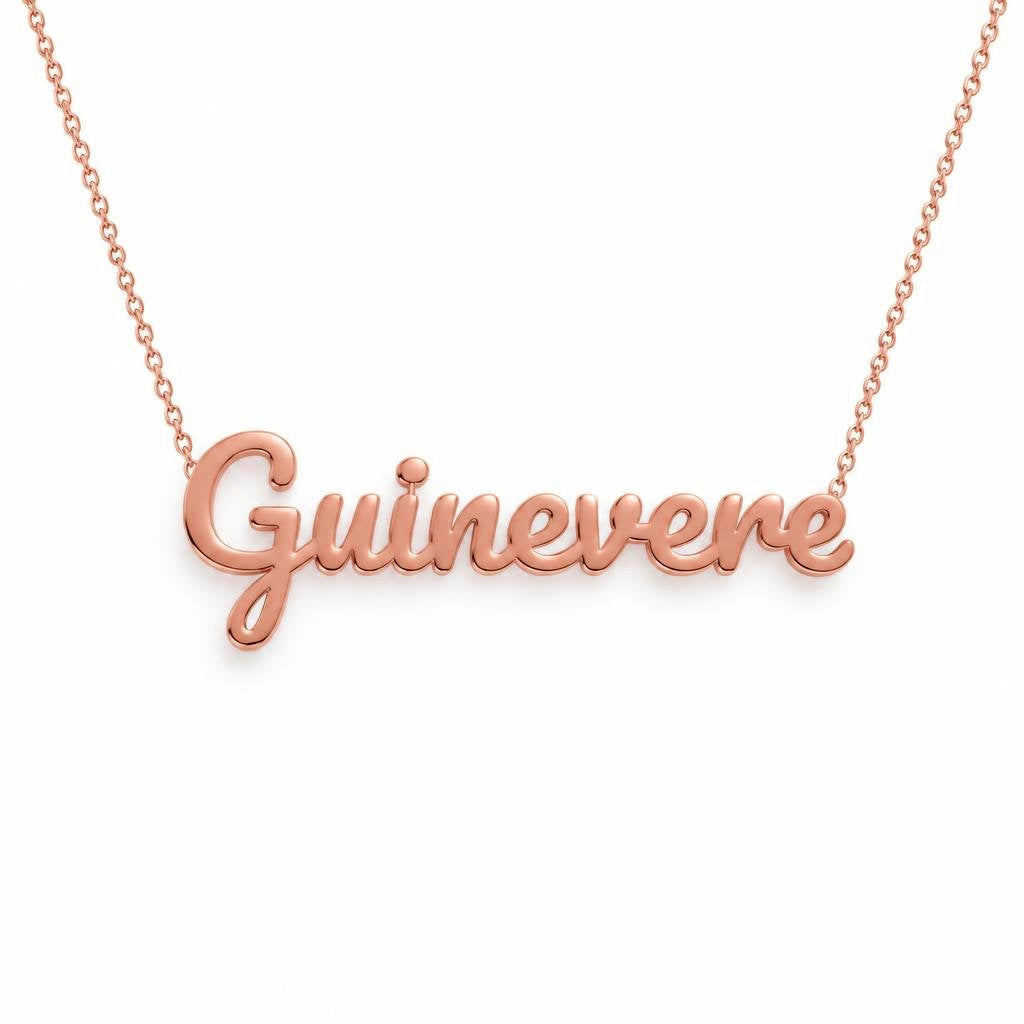 Gold Name Necklace – Guinevere | 14K Solid Gold
