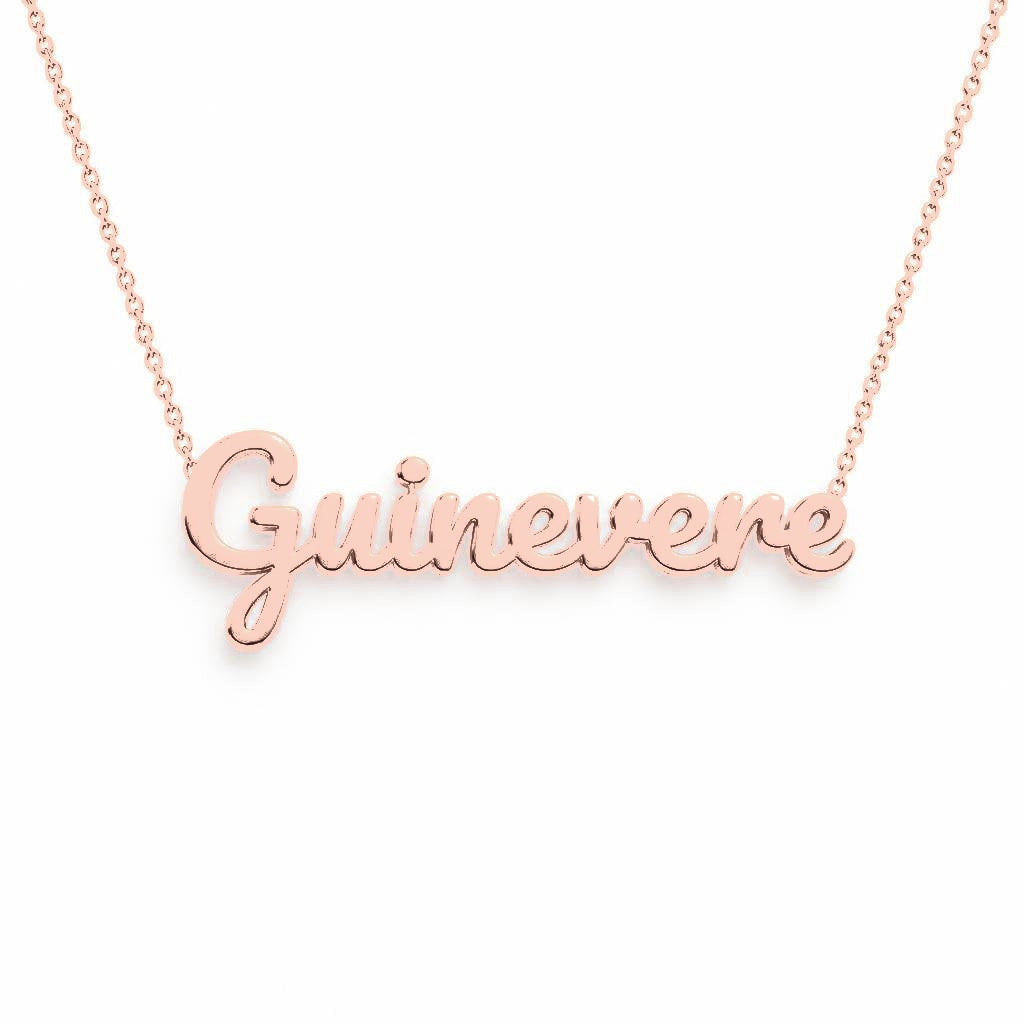 Gold Name Necklace – Guinevere | 14K Solid Gold
